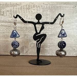 Chinoiserie Drop Earrings | Blue White Porcelain, Vintage Style
